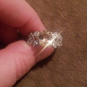 Pink stone ring with diamonds